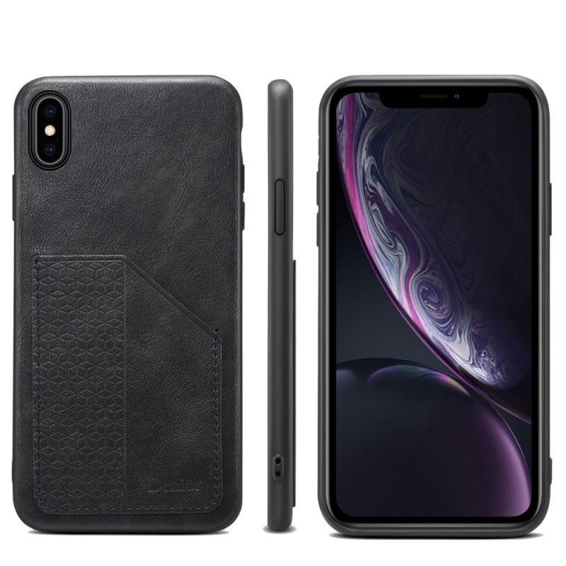 Hoesje voor iPhone X Donkerrood Zwart Kaarthouder