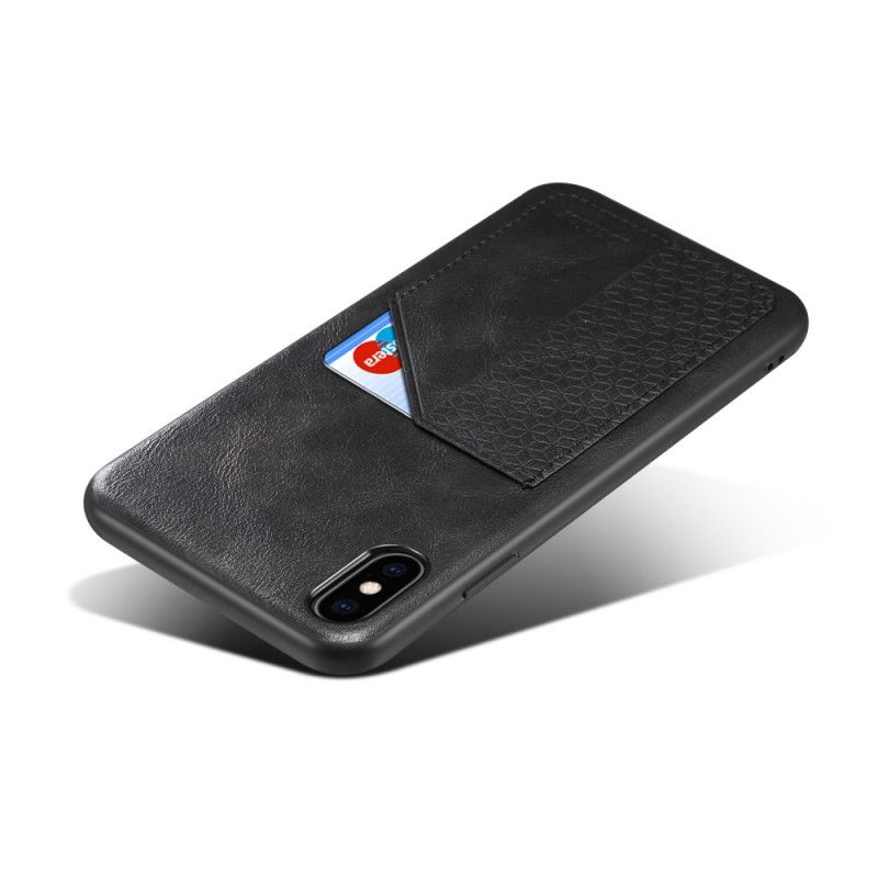 Hoesje voor iPhone X Donkerrood Zwart Kaarthouder
