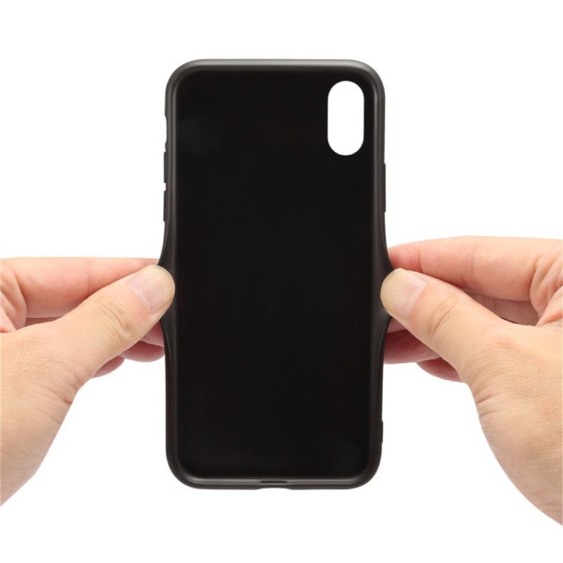 Hoesje voor iPhone X Donkerrood Zwart Kaarthouder