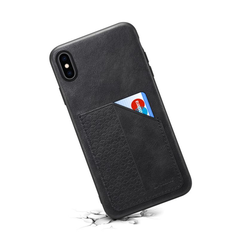 Hoesje voor iPhone X Donkerrood Zwart Kaarthouder