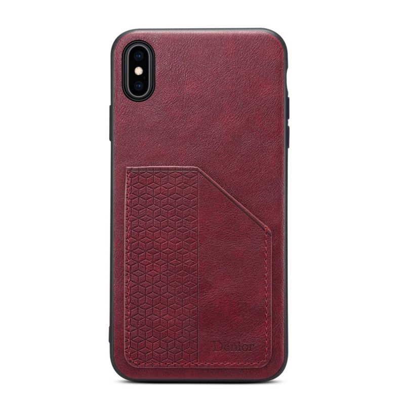 Hoesje voor iPhone X Donkerrood Zwart Kaarthouder