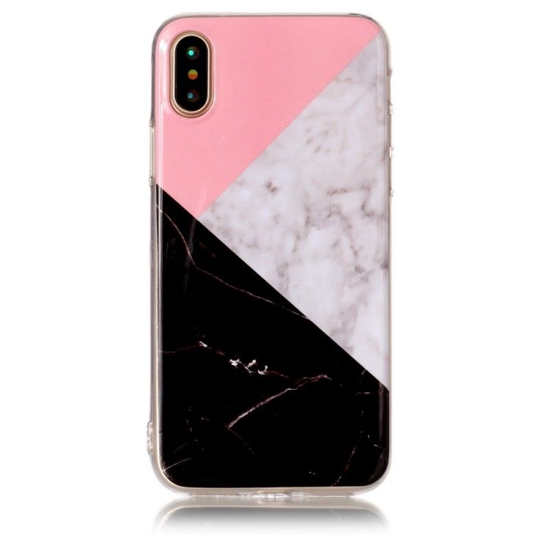 Hoesje voor iPhone X Geometrisch Marmereffect