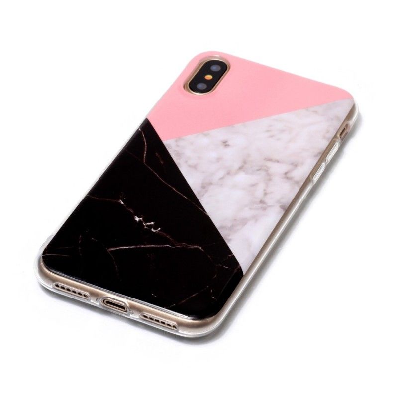 Hoesje voor iPhone X Geometrisch Marmereffect