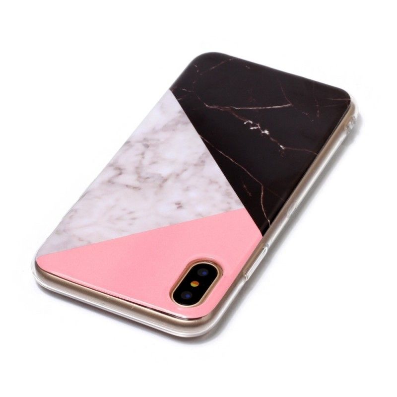 Hoesje voor iPhone X Geometrisch Marmereffect