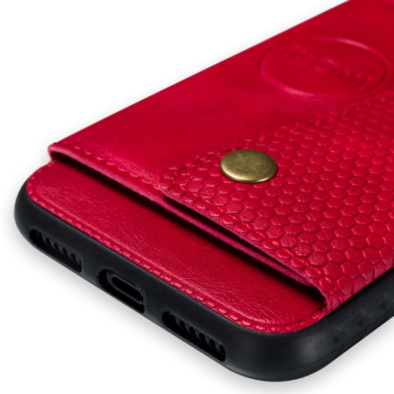Hoesje voor iPhone X Grijs Zwart Portemonnee Met Drukknoop