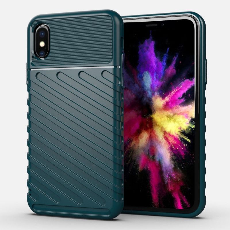 Hoesje voor iPhone X Groen Zwart Donderreeks