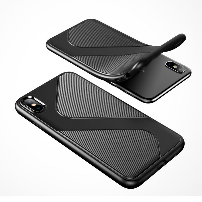 Hoesje voor iPhone X Groen Zwart Ontwerp Met S-Structuur