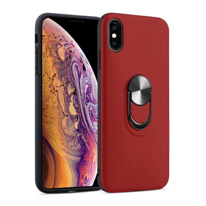 Hoesje voor iPhone X Rood Zwart Afneembaar Met Steunring