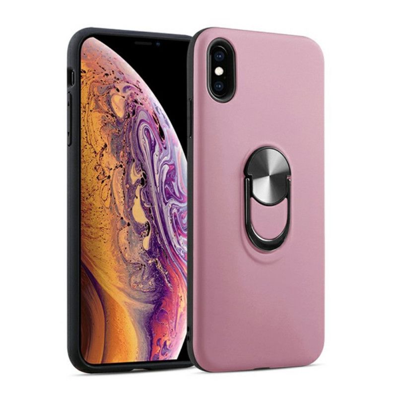 Hoesje voor iPhone X Rood Zwart Afneembaar Met Steunring