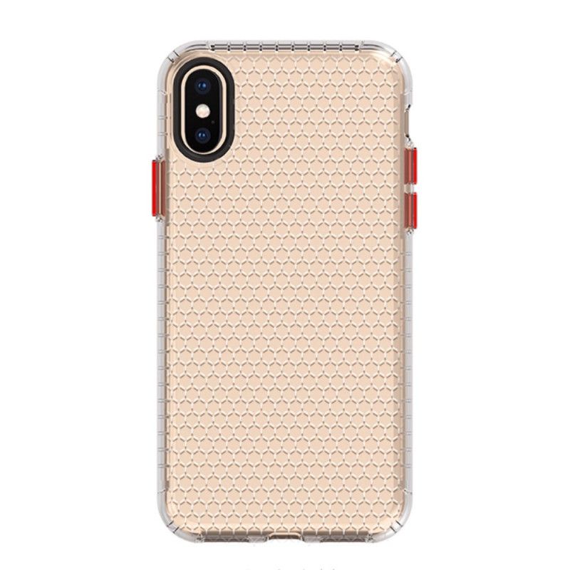 Hoesje voor iPhone X Roze Zwart Design Honingraatstijl
