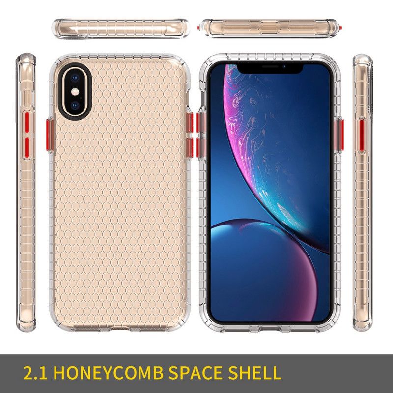 Hoesje voor iPhone X Roze Zwart Design Honingraatstijl