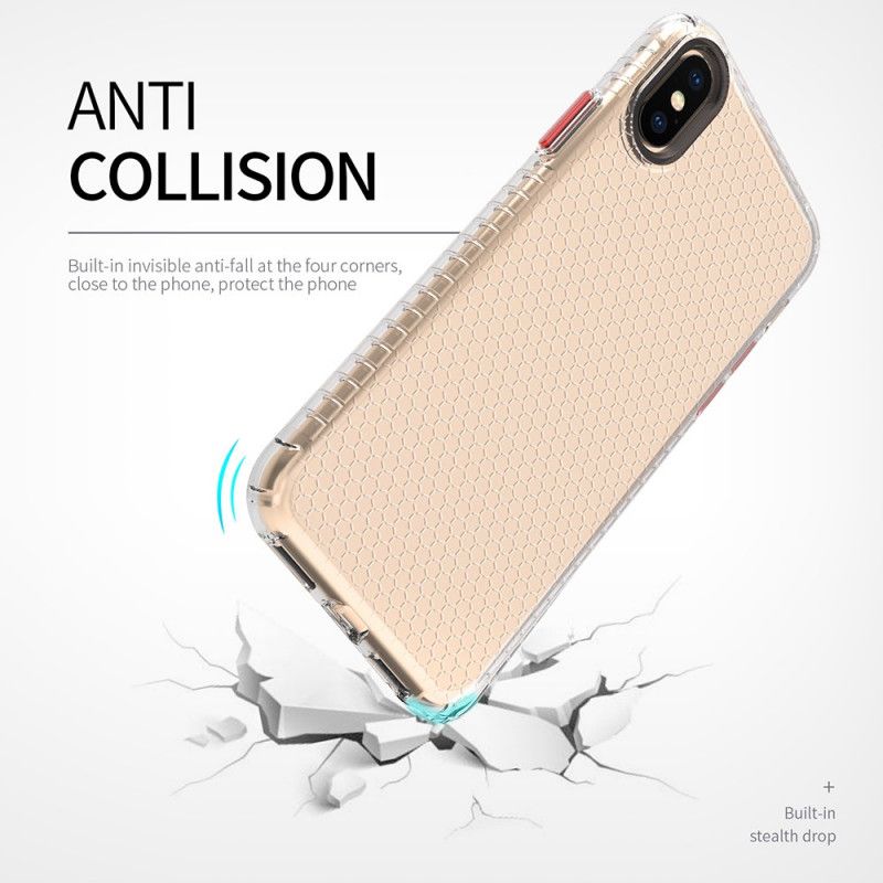 Hoesje voor iPhone X Roze Zwart Design Honingraatstijl
