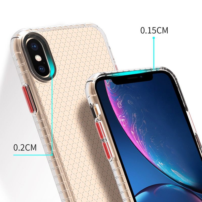 Hoesje voor iPhone X Roze Zwart Design Honingraatstijl