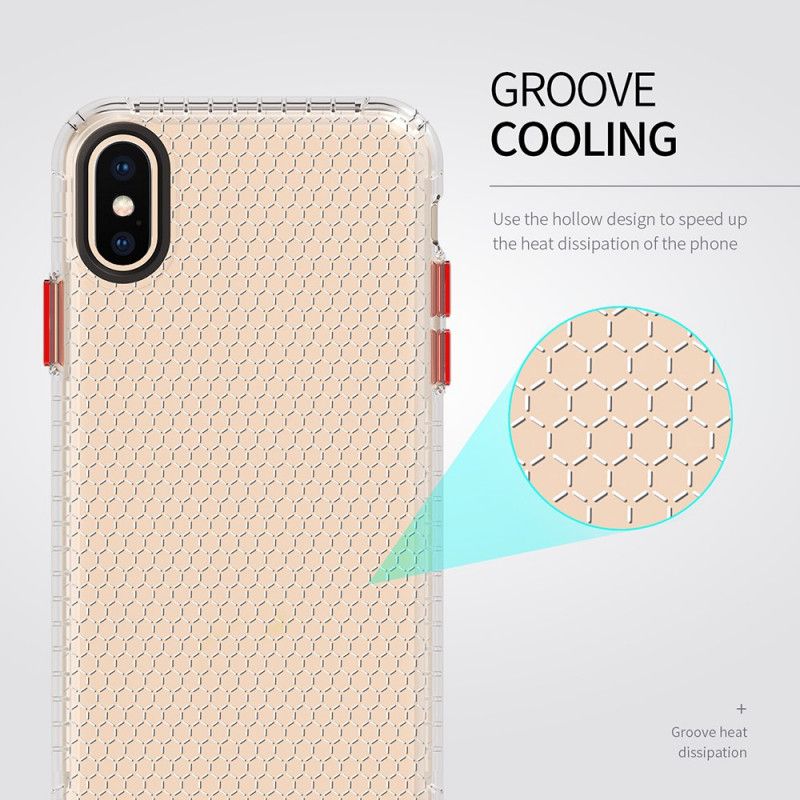 Hoesje voor iPhone X Roze Zwart Design Honingraatstijl