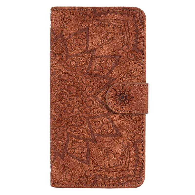 Leren Hoesje iPhone X Bruin Zwart Bloemenprint