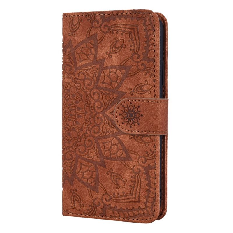 Leren Hoesje iPhone X Bruin Zwart Bloemenprint