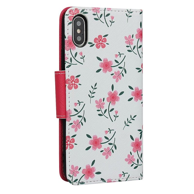 Leren Hoesje iPhone X Groen Rood String Roosjes