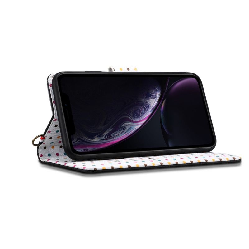 Leren Hoesje iPhone X Koffie Bolletjestrui