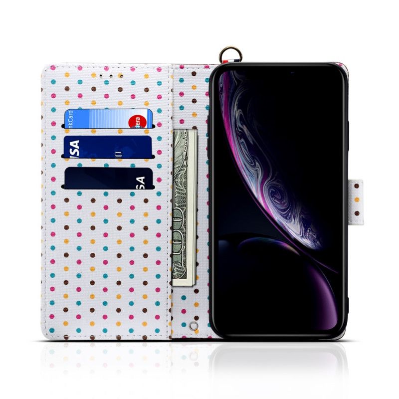 Leren Hoesje iPhone X Koffie Bolletjestrui
