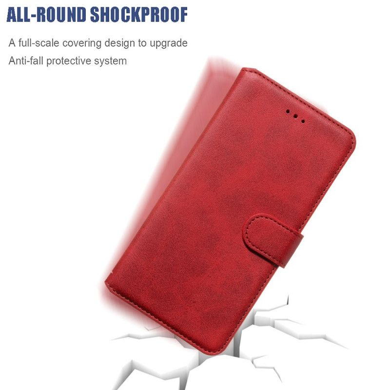Leren Hoesje iPhone X Rood Zwart Effen Kleur