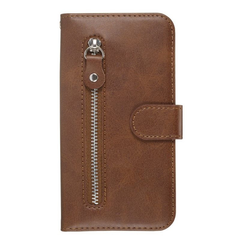 Leren Hoesje voor iPhone X Rood Zwart Vintage Portemonnee