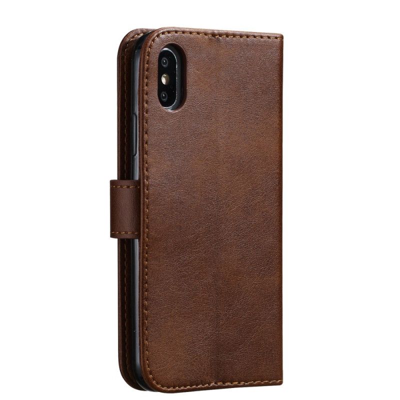 Leren Hoesje voor iPhone X Rood Zwart Vintage Portemonnee