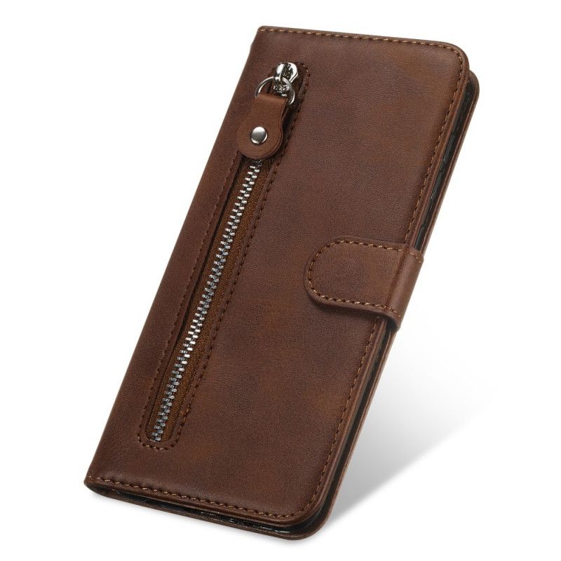 Leren Hoesje voor iPhone X Rood Zwart Vintage Portemonnee