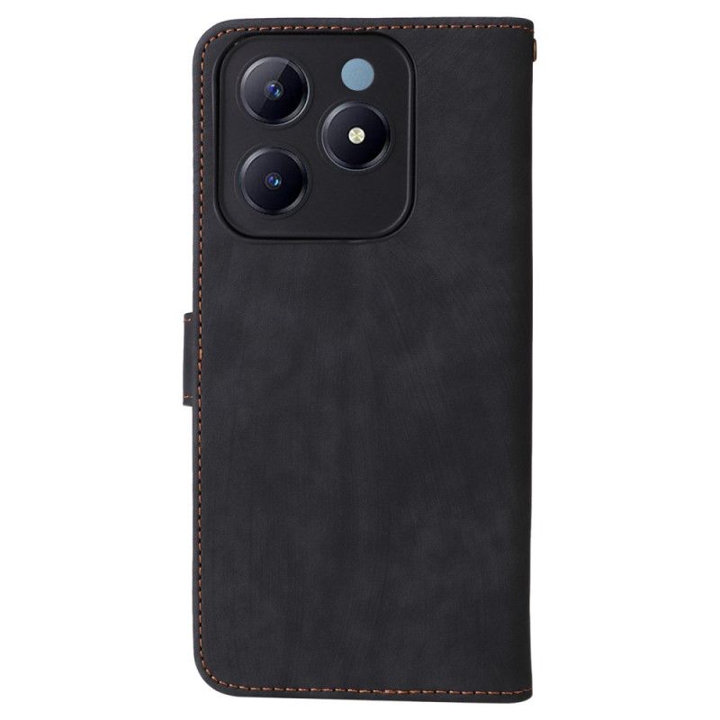 Flip Case Leren Realme C63 Rfid-bescherming Suède-effect Met Bandje