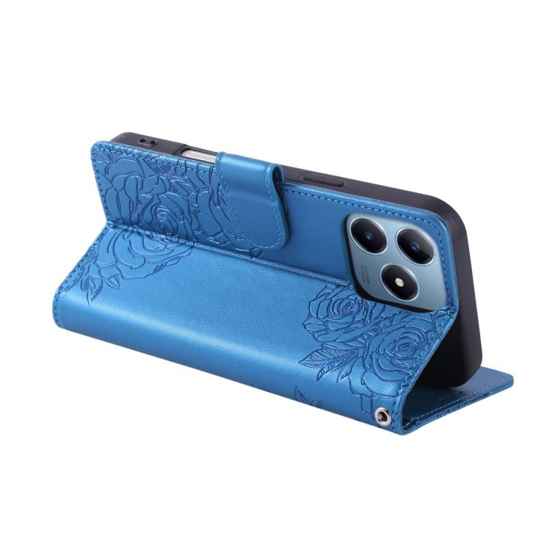 Leren Hoesje Realme C63 Bloemenkant Bescherming Hoesje