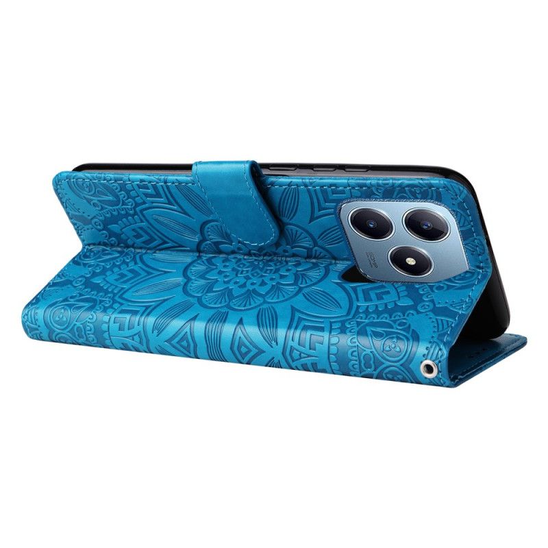 Leren Hoesje Realme C63 Zonnebloempatroon Bescherming Hoesje