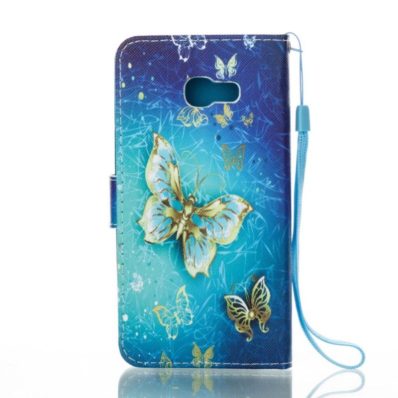 Flip Case Leren Samsung Galaxy A5 2017 Gouden Vlinders