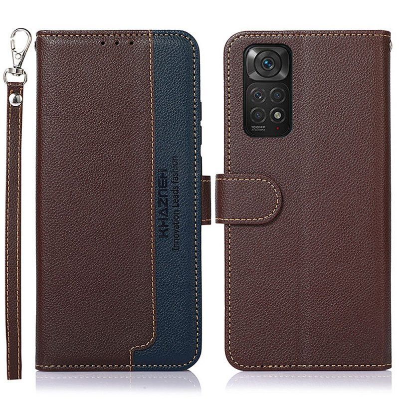 Leren Hoesje voor Xiaomi Redmi Note 11 / 11S Lychee-stijl Rfid Khazneh