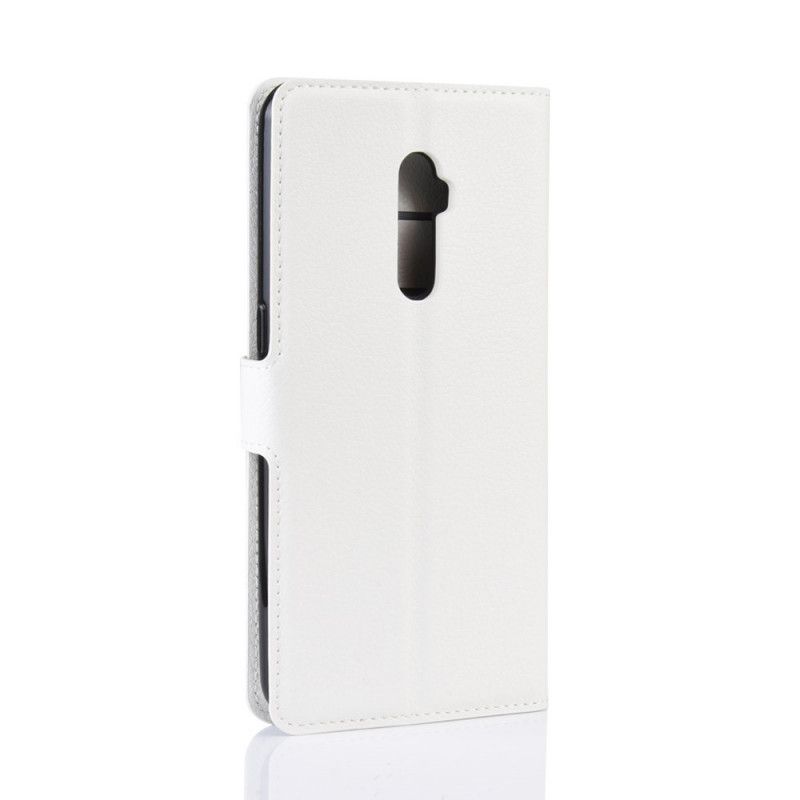 Leren Hoesje voor Oppo Reno 10x Zoom Wit Zwart Klassiek