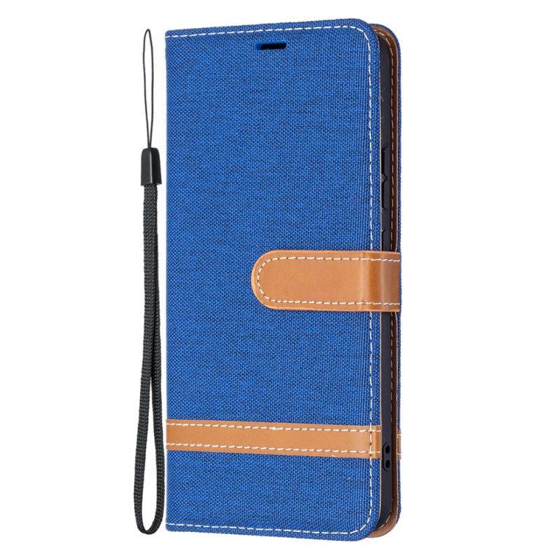 Folio-hoesje voor Samsung Galaxy S22 Plus 5G Met Ketting Band Van Stof En Leereffect