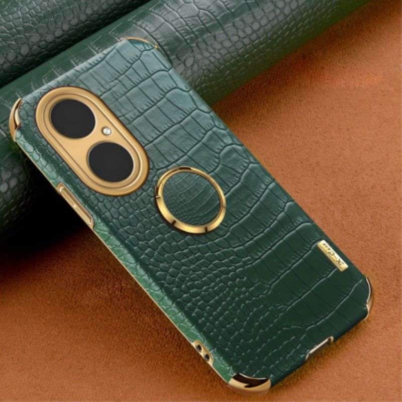 Case Hoesje Huawei P50 Pro Telefoonhoesje Krokodillenleer Effect Ring-houder