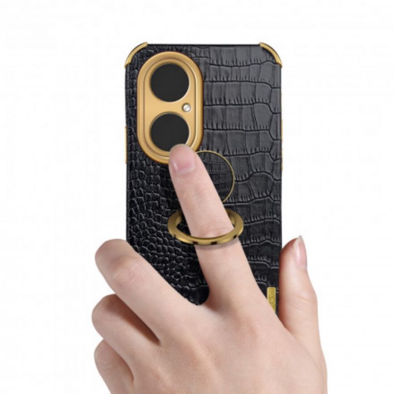 Case Hoesje Huawei P50 Pro Telefoonhoesje Krokodillenleer Effect Ring-houder