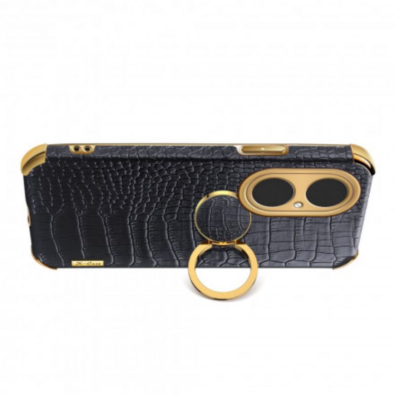 Case Hoesje Huawei P50 Pro Telefoonhoesje Krokodillenleer Effect Ring-houder