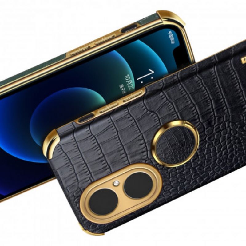 Case Hoesje Huawei P50 Pro Telefoonhoesje Krokodillenleer Effect Ring-houder