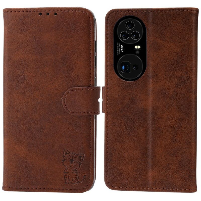 Flip Case Leren Huawei P50 Pro Kunstleer Kitten