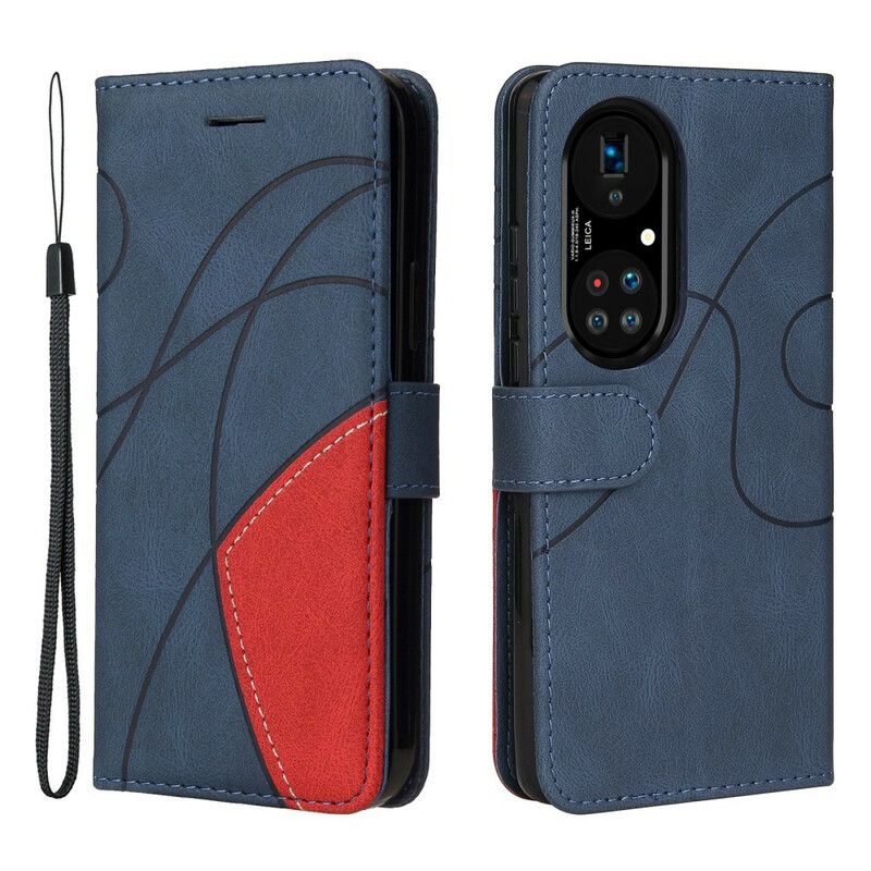 Folio-hoesje Huawei P50 Pro Telefoonhoesje Signature Tweekleurig Kunstleer