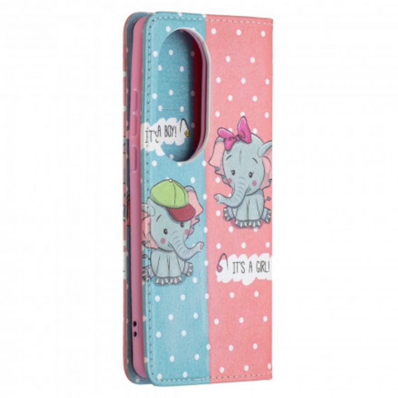 Folio-hoesje Voor Huawei P50 Pro Baby Olifanten