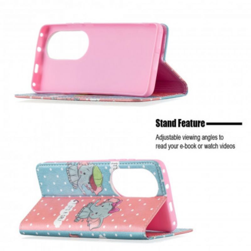 Folio-hoesje Voor Huawei P50 Pro Baby Olifanten