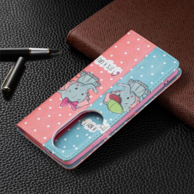 Folio-hoesje Voor Huawei P50 Pro Baby Olifanten