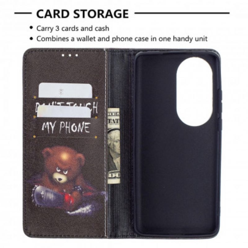 Folio-hoesje Voor Huawei P50 Pro Gevaarlijke Beer