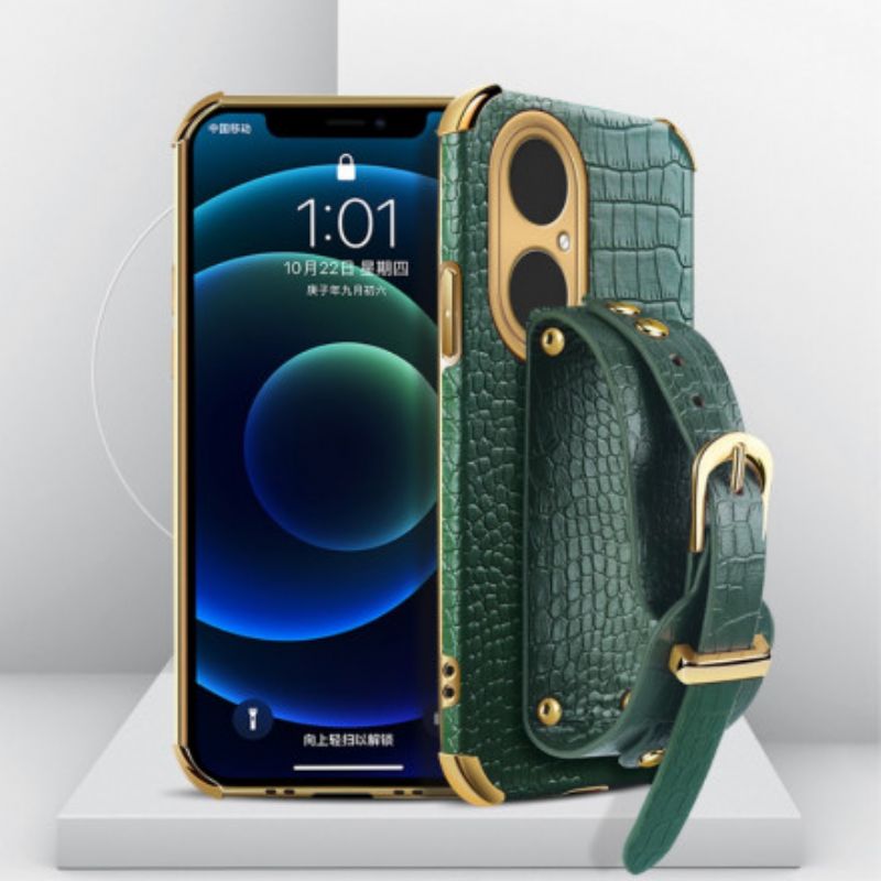 Hoesje Huawei P50 Pro Croco-band Bescherming Hoesje