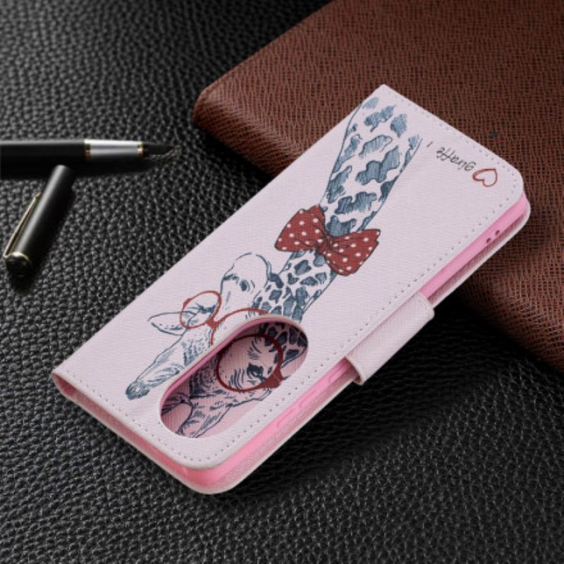 Leren Hoesje Huawei P50 Pro Briljante Giraf Bescherming Hoesje
