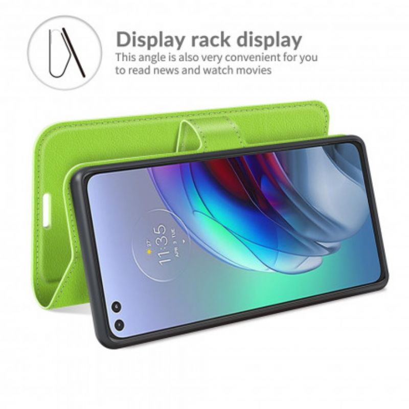 Flip Case Leren Moto G100 Klassiek Litchi-effect