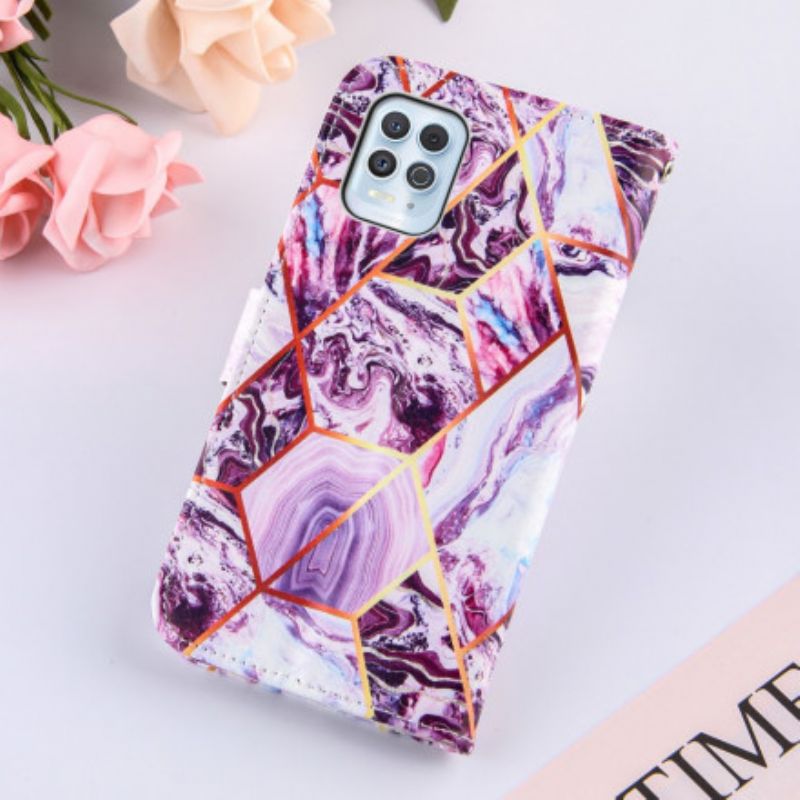 Folio-hoesje Moto G100 Telefoonhoesje Gestreept Geometrisch Marmer