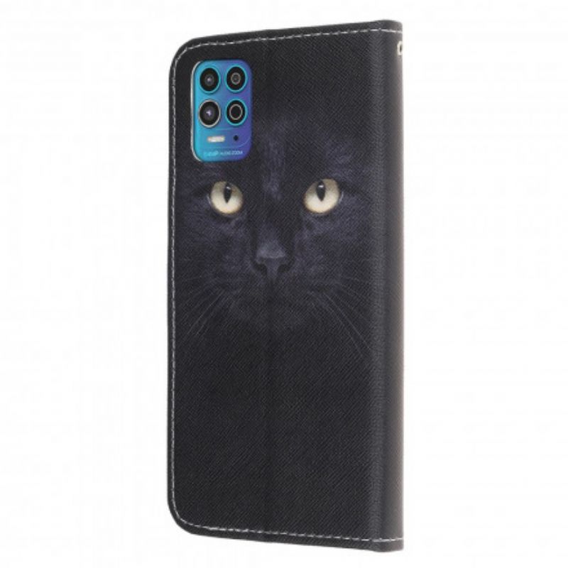 Folio-hoesje Moto G100 Telefoonhoesje Kattenogen Met Zwarte Bandjes