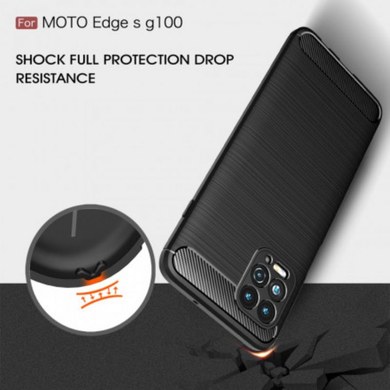 Hoesje Moto G100 Geborstelde Koolstofvezel Bescherming Hoesje